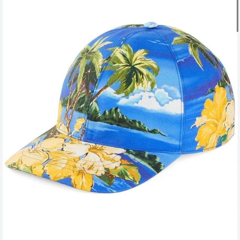 Gucci NWT tropical summer hat in linen blend adjustable back
